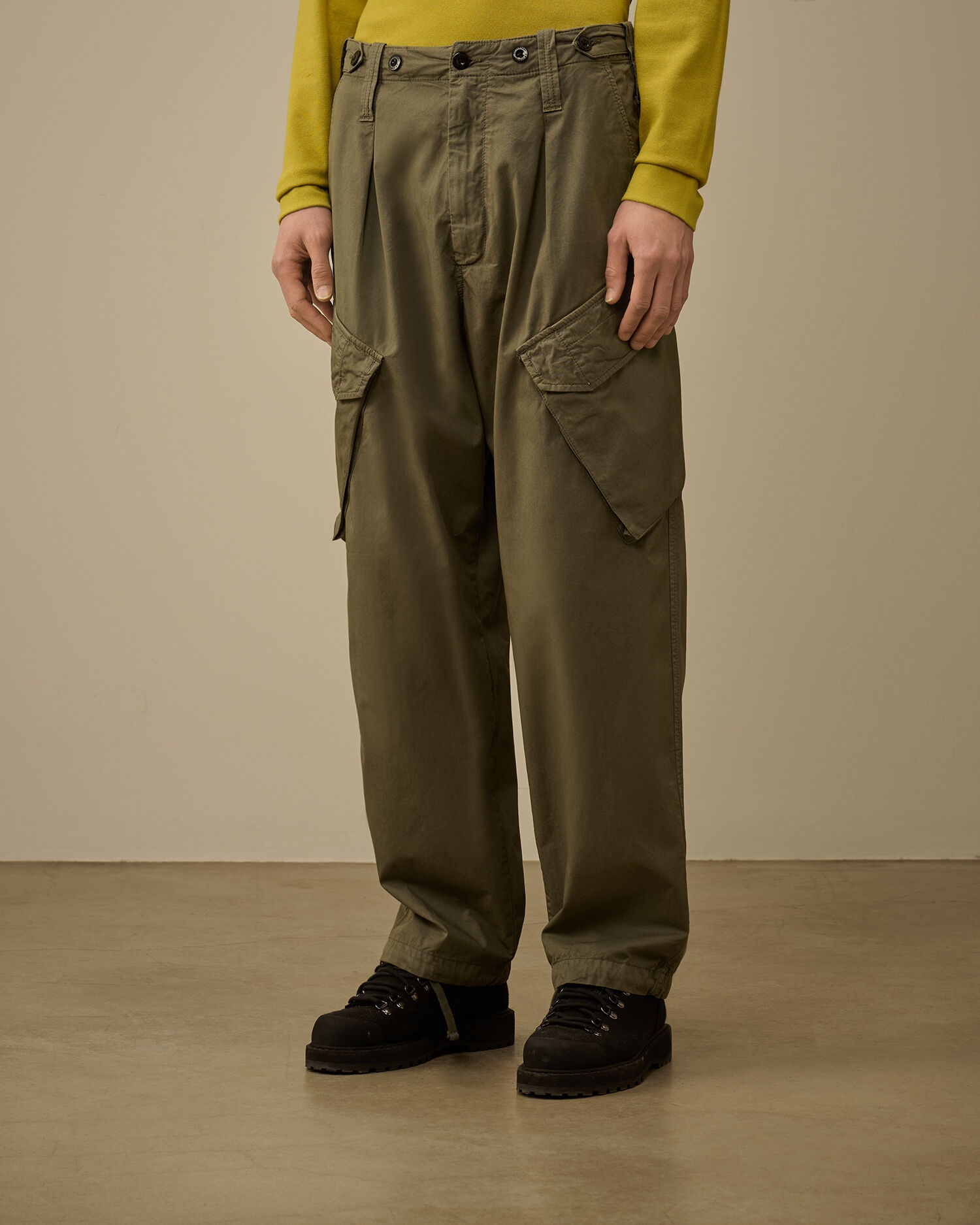 C.P. Company Cotton Gabardine Loose Cargo Pants | REVERSIBLE