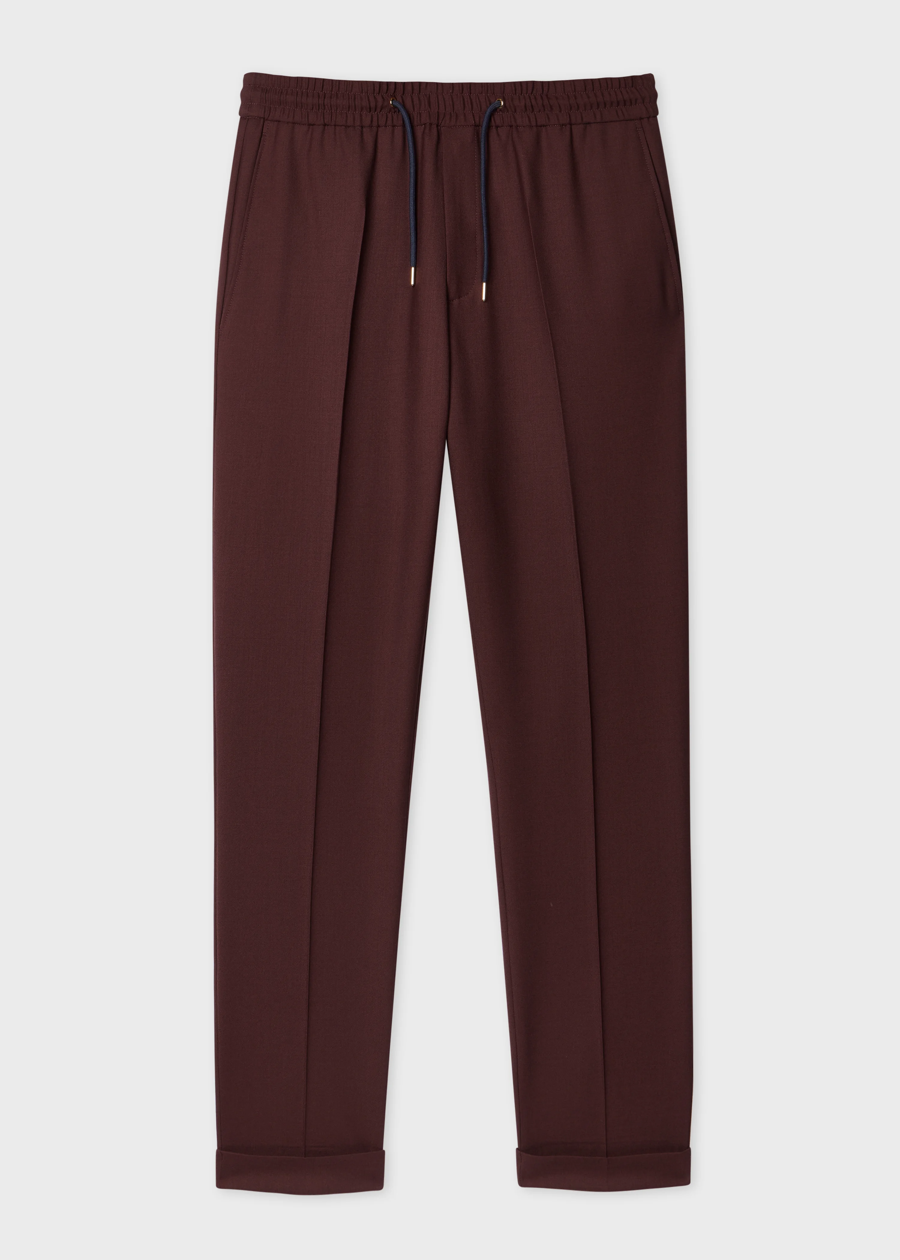 A Suit To Travel In - Slim-Fit Burgundy Drawstring-Waist Wool Trousers - 1