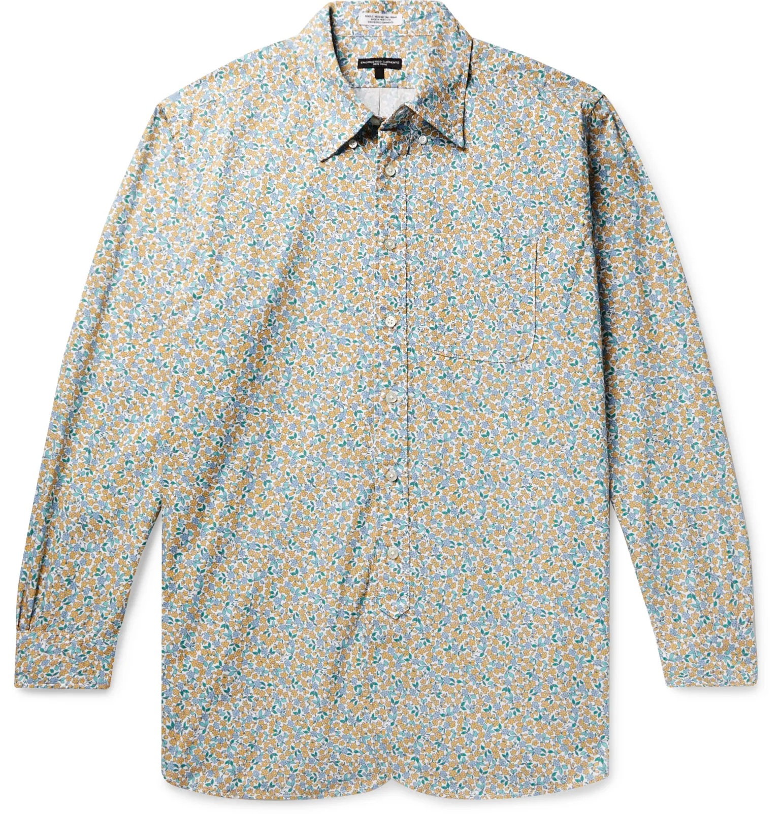 19th Century Button-Down Collar Floral-Print Cotton-Poplin Shirt - 1