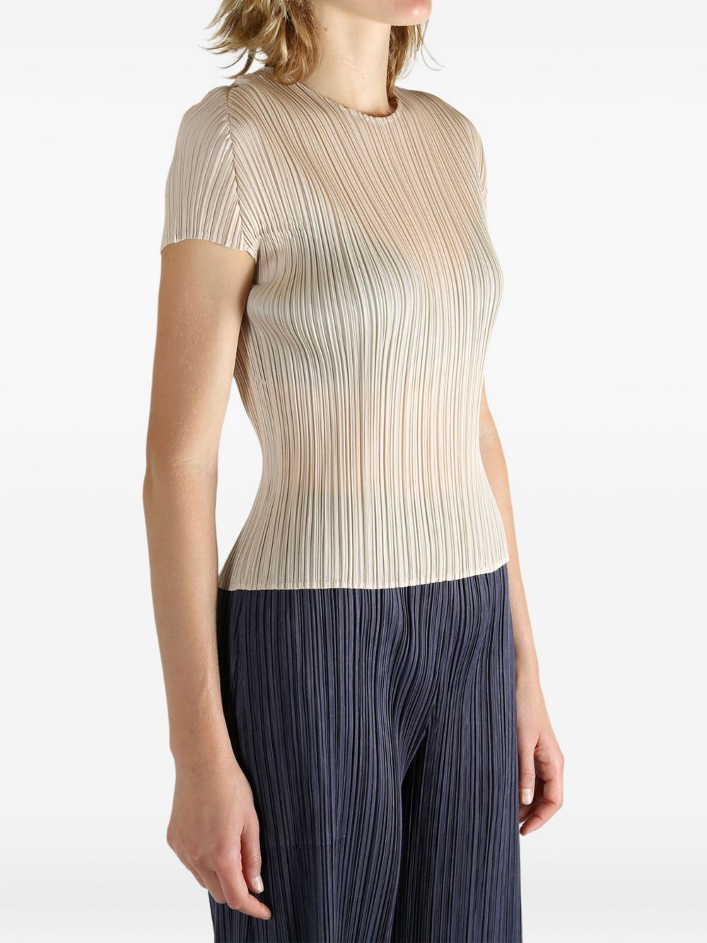 short-sleeve pleated top - 3