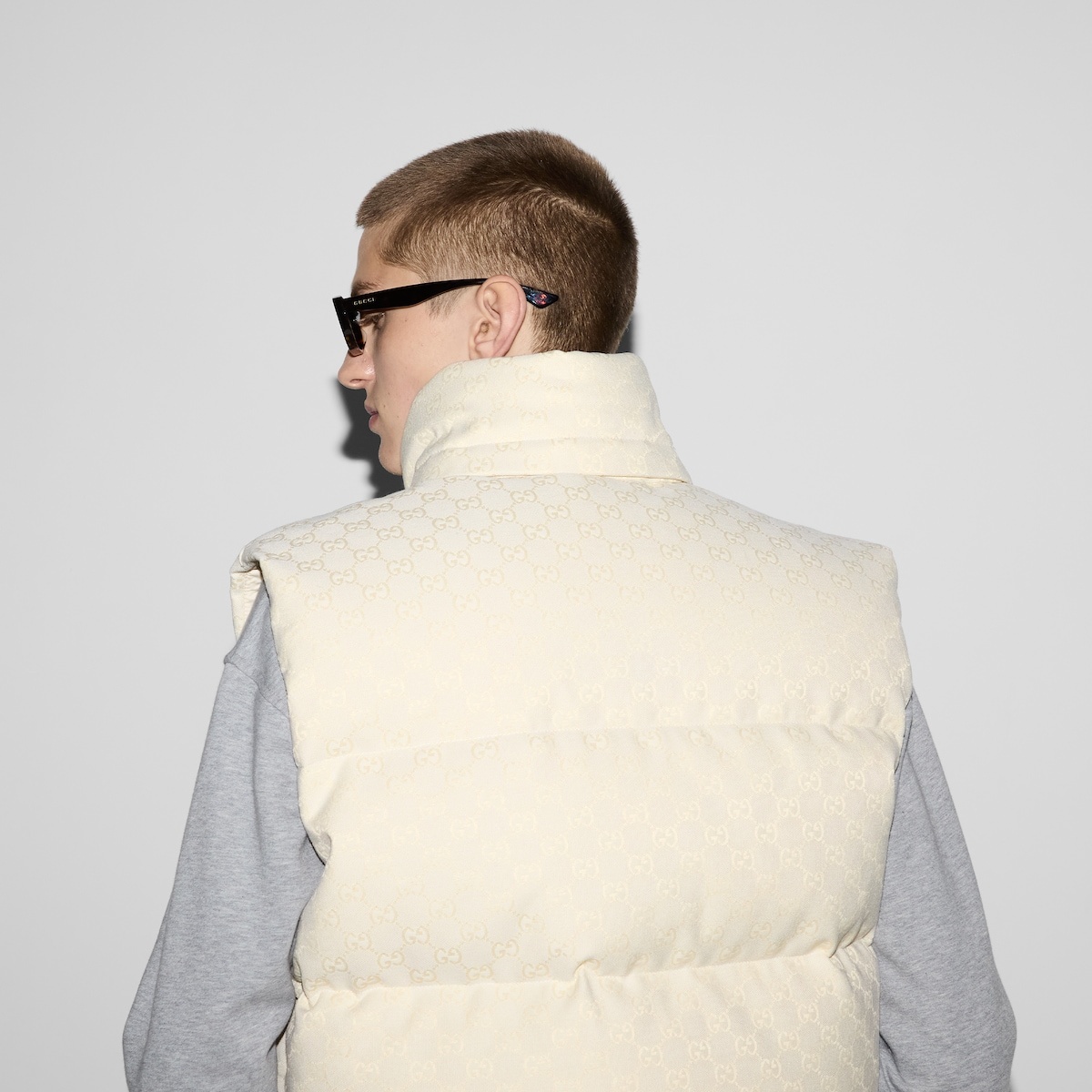 GG cotton blend canvas puffer vest - 6
