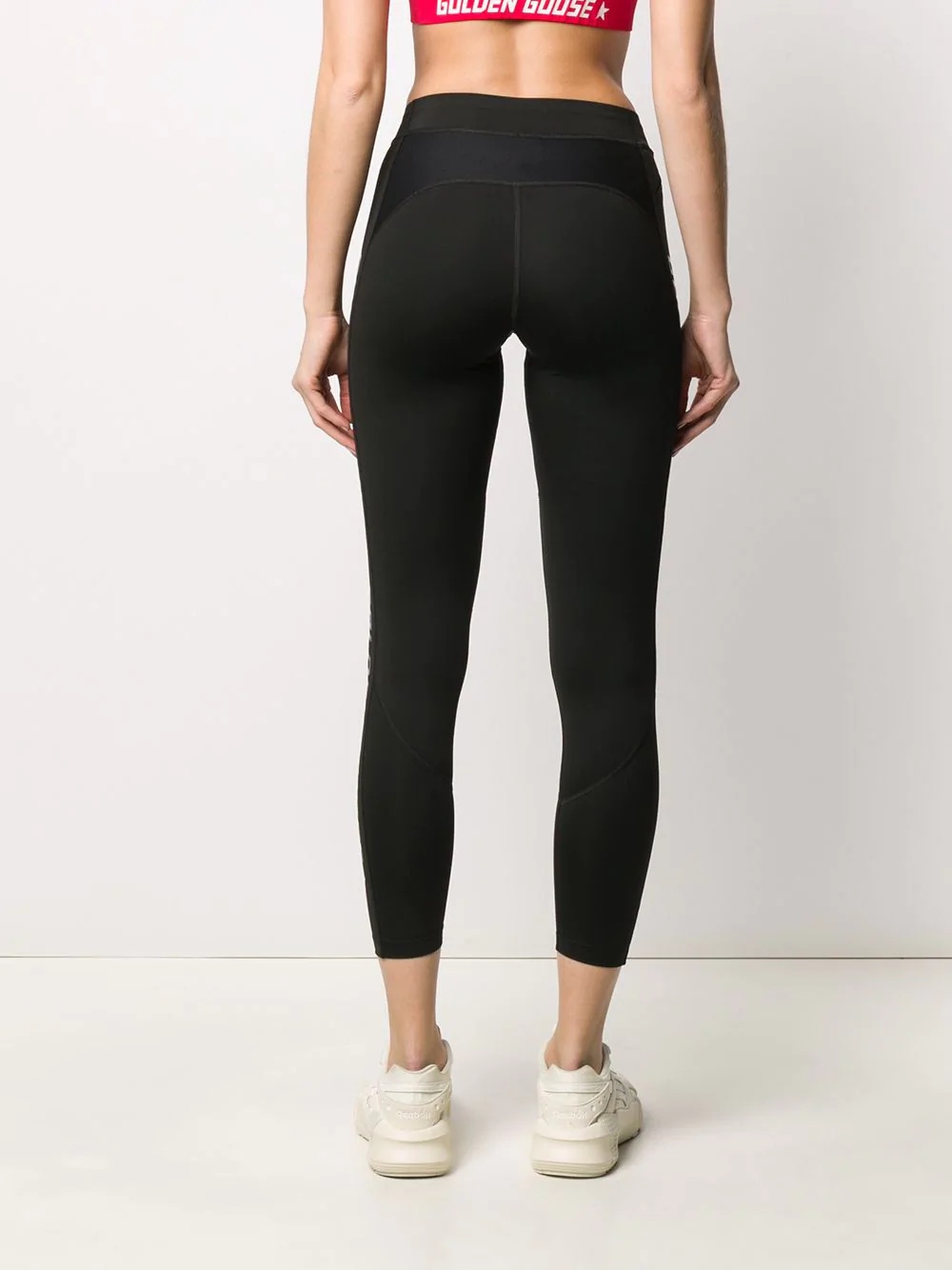 logo print cropped leggings - 4