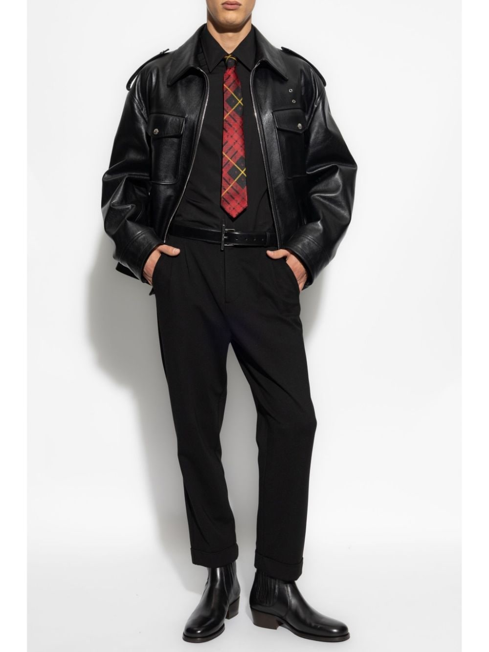 zip-up leather jacket - 2