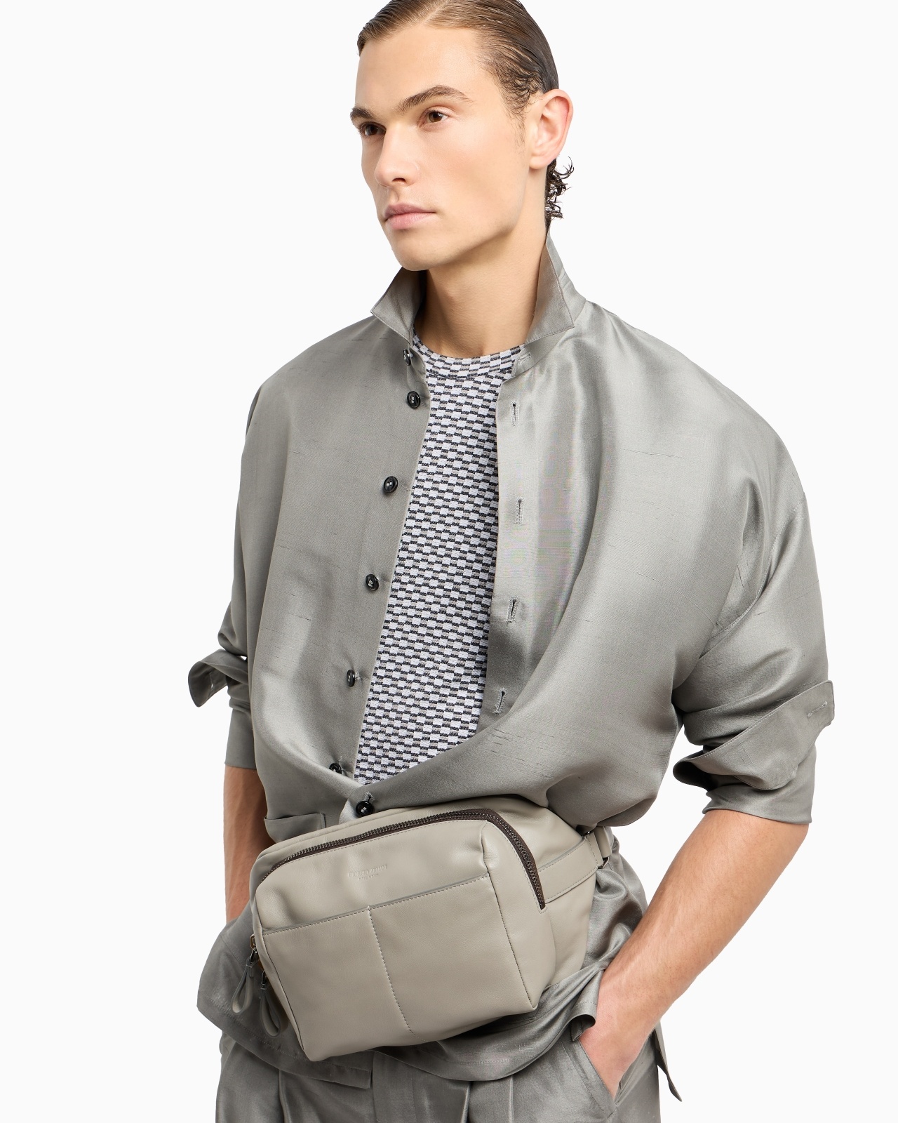 VISCOSE JACQUARD JERSEY CREW-NECK T-SHIRT - 6