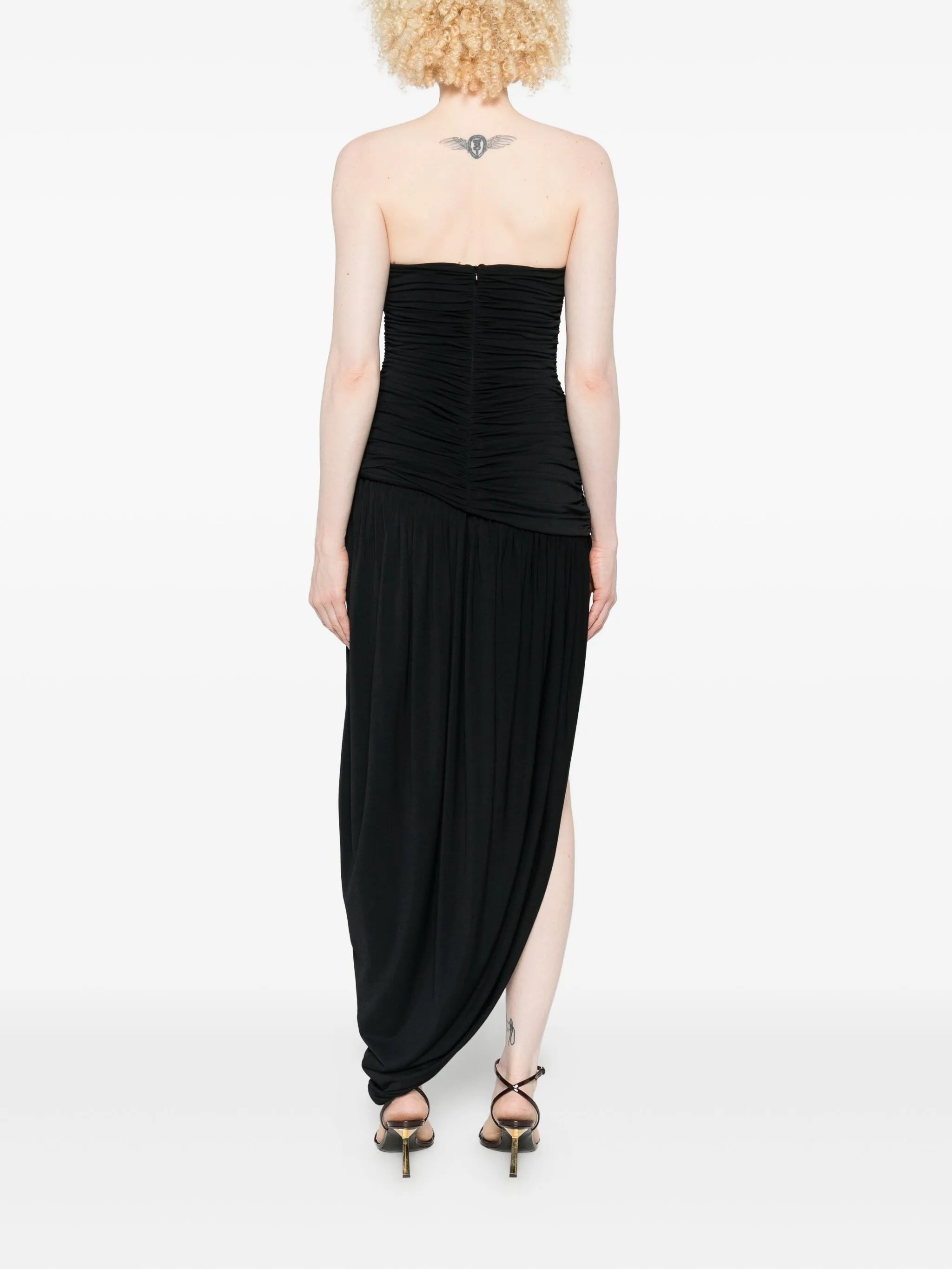 strapless draped dress - 4