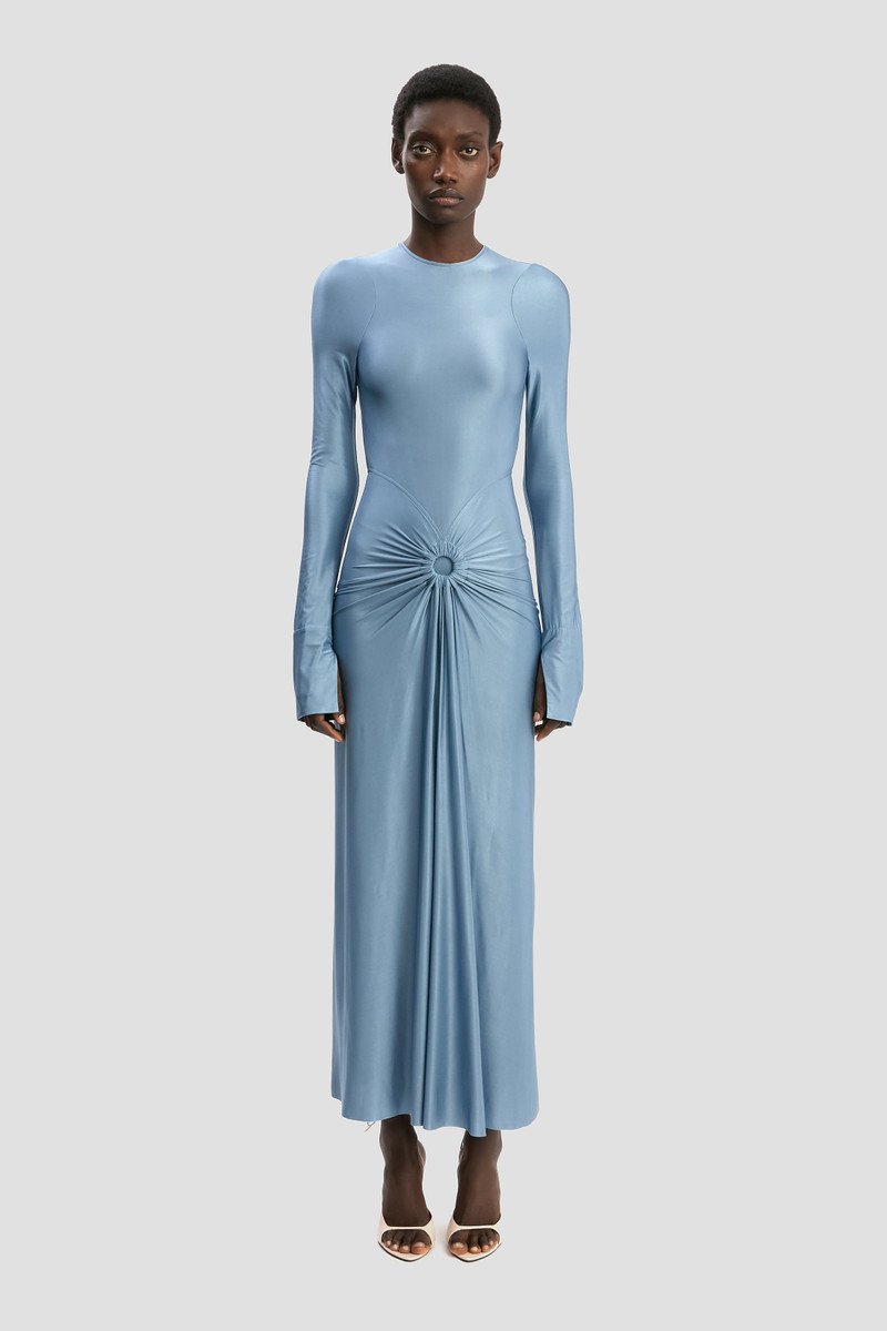 Victoria Beckham Frances Midi Dress In Stone outlook