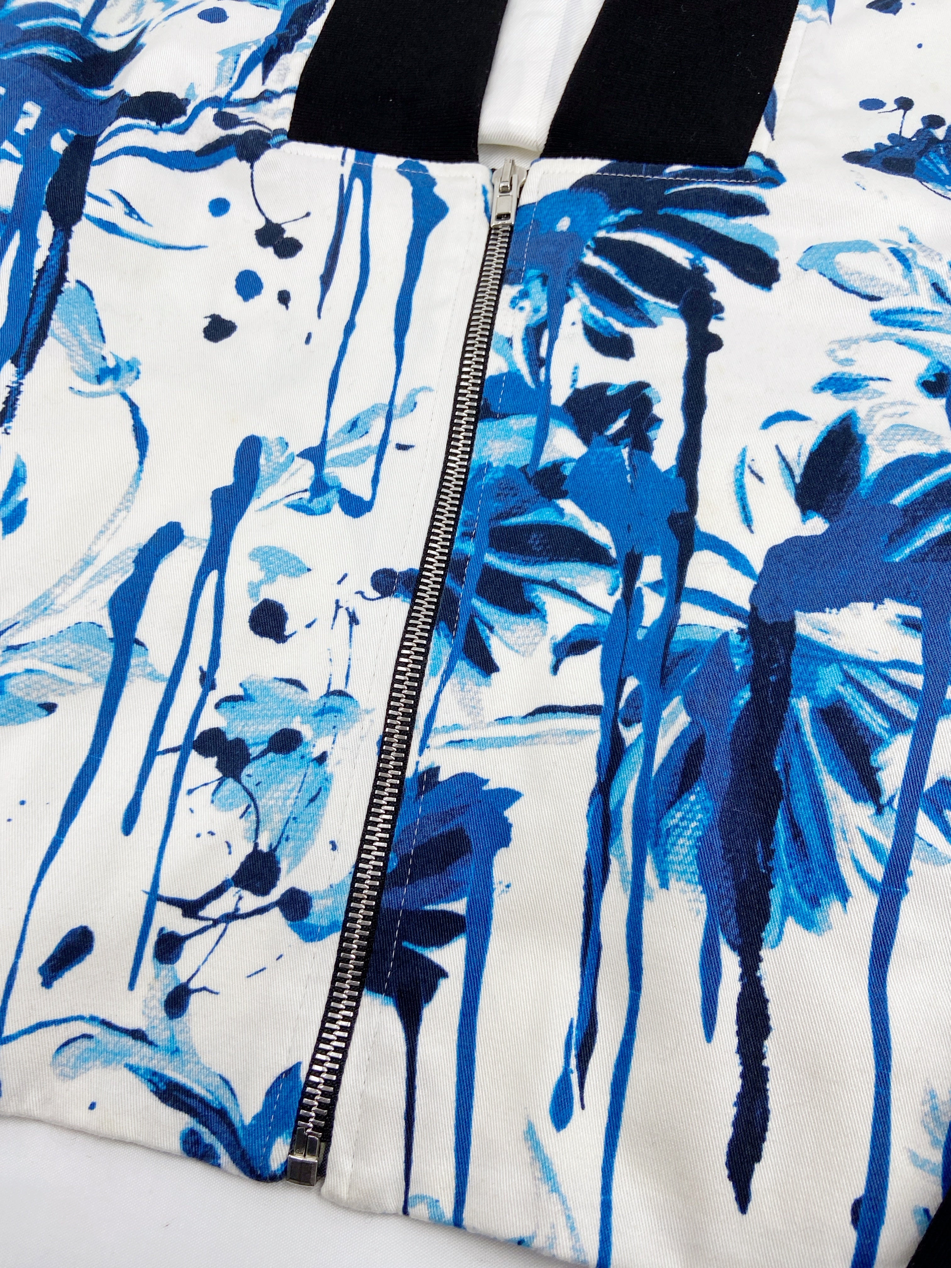 Jean Paul Gaultier Spring 2015 Blue Floral Cropped Bomber 40 - 6