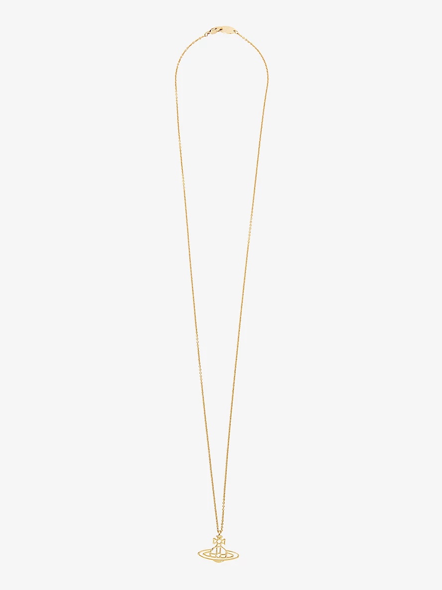 Thin Lines Flat Orb gold-toned brass necklace - 1