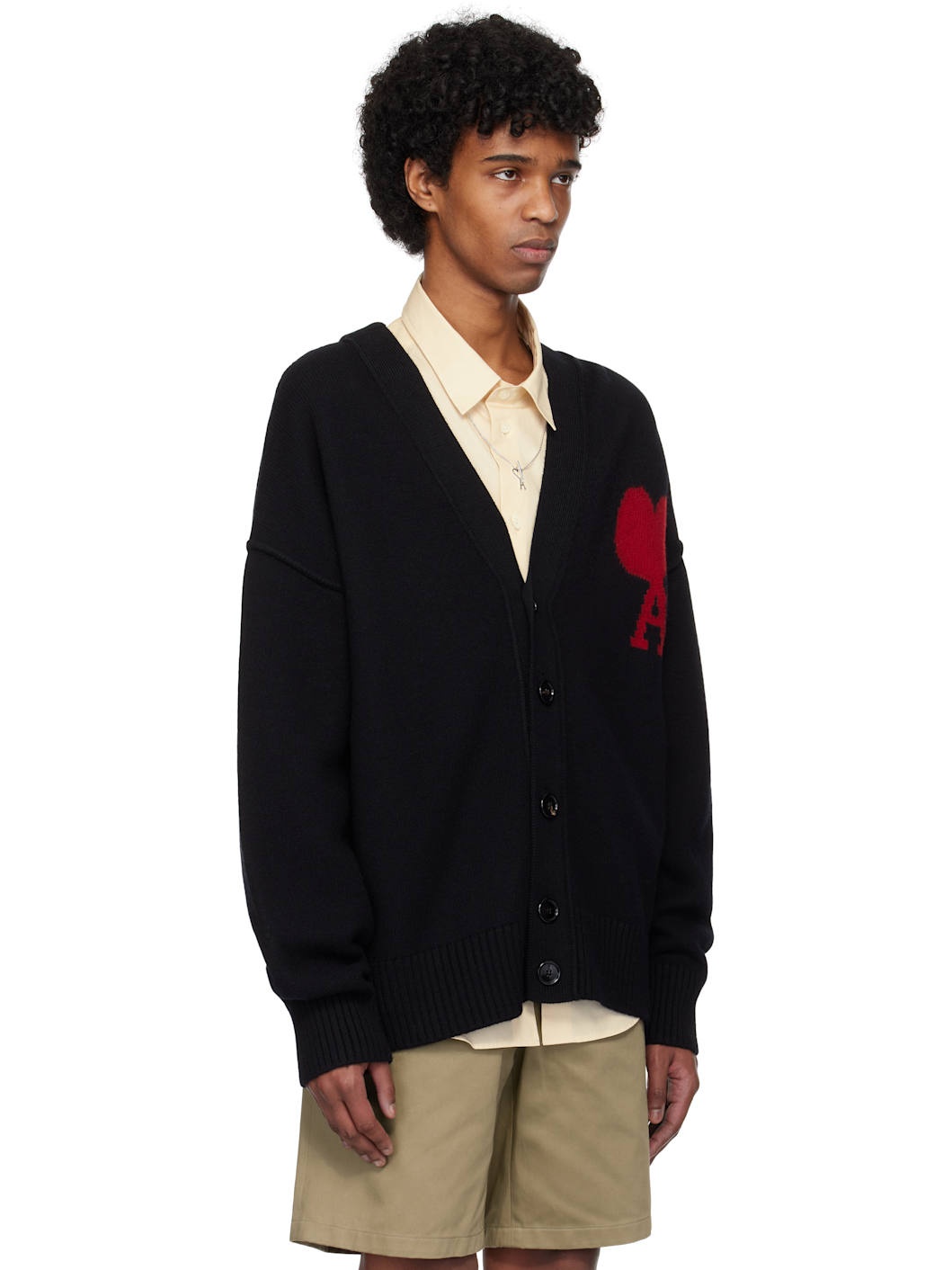 Black Wool Ami de Coeur Cardigan - 2