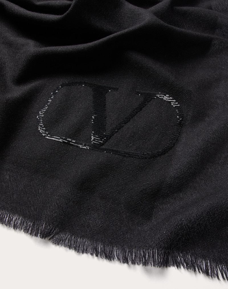 Valentino VLOGO SIGNATURE CASHMERE AND SILK SHAWL WITH LUREX LOGO outlook