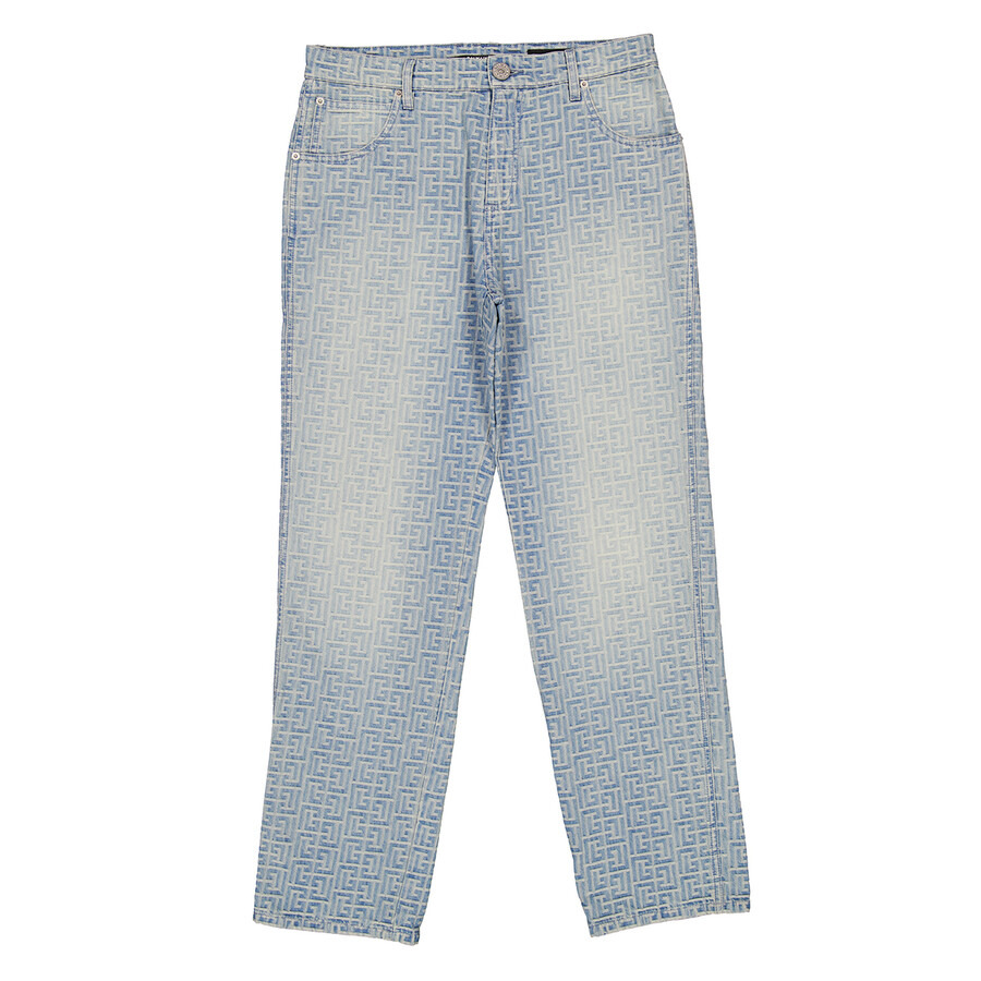 Balmain Monogrammed Jacquard Denim Jeans - 5