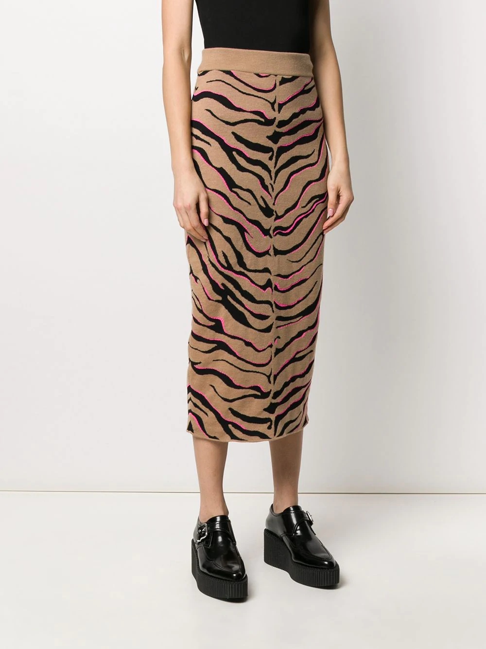 zebra-print knitted skirt - 3