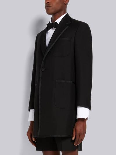 Thom Browne Black 3-Ply Wool Mohair Shrunken Patch Pocket High Armhole Overcoat outlook