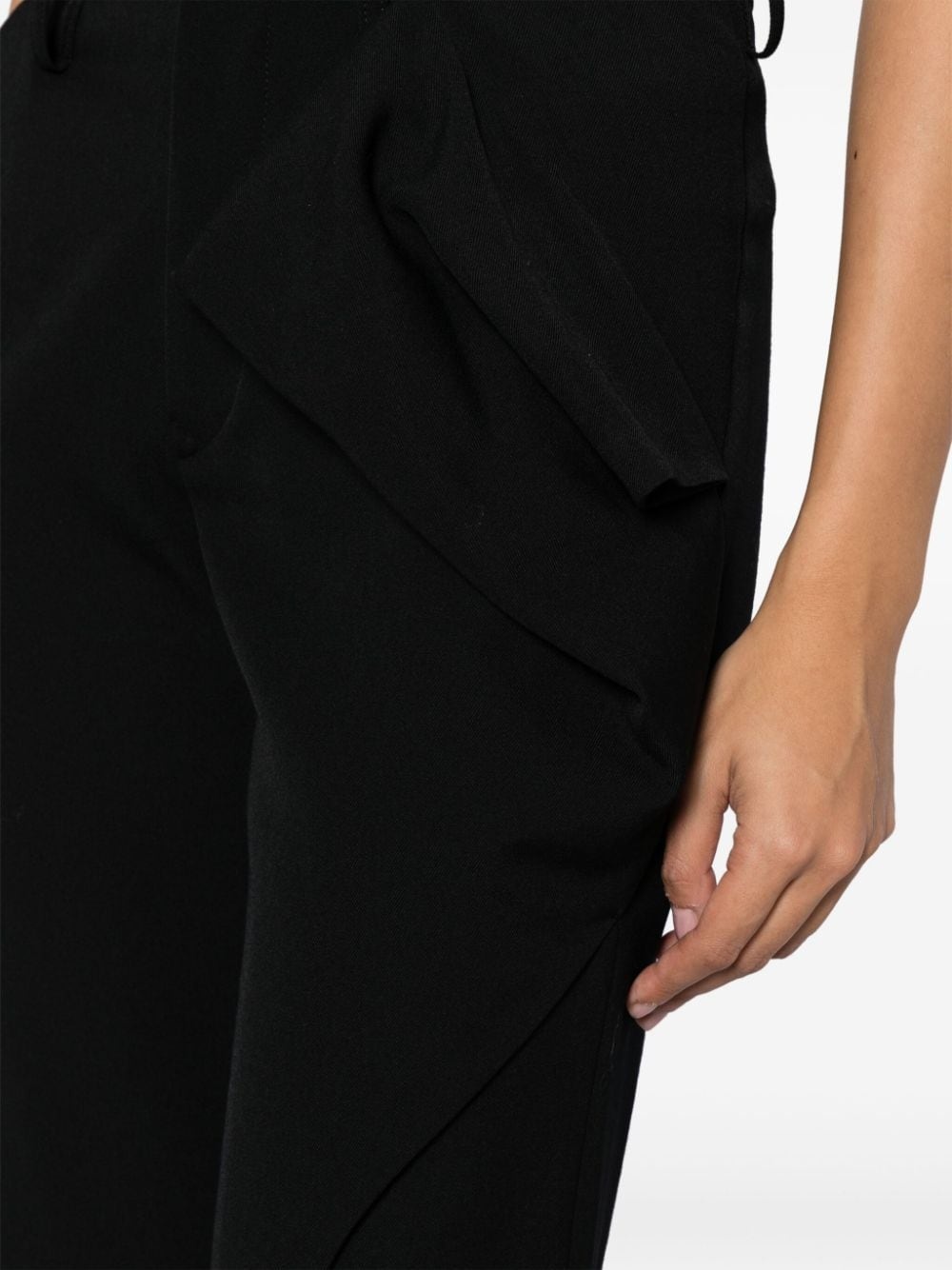 draped-detail cropped wool trousers - 5