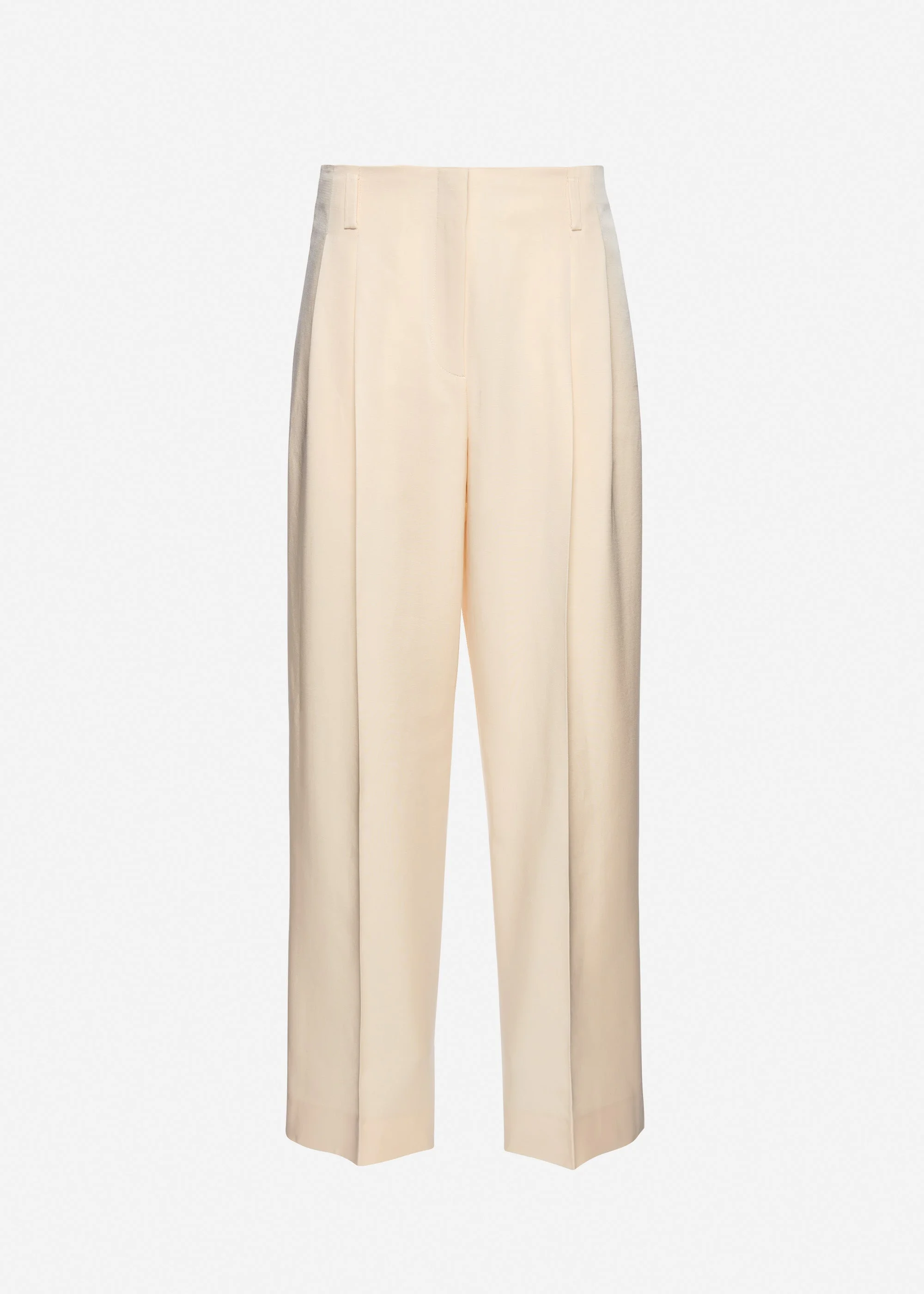 Tapered cotton and silk trousers in cream - 1