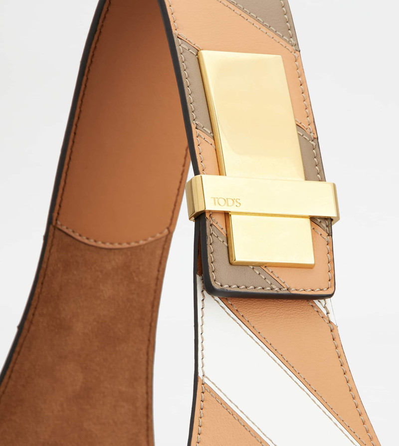 TOD'S DI BAG FOLIO SHOULDER BAG IN LEATHER SMALL - BROWN, WHITE 7