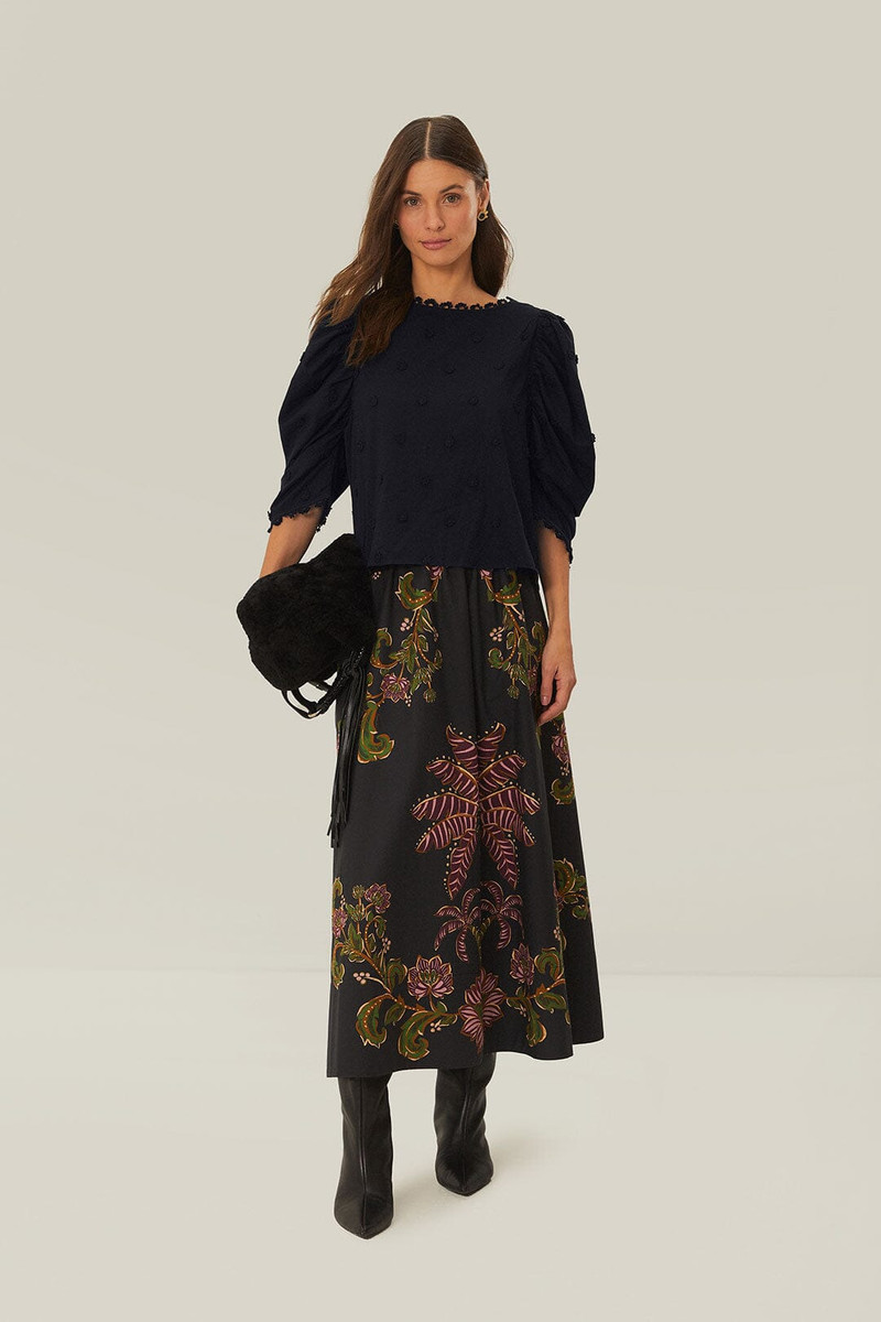 Black 3D Flowers Blouse 1