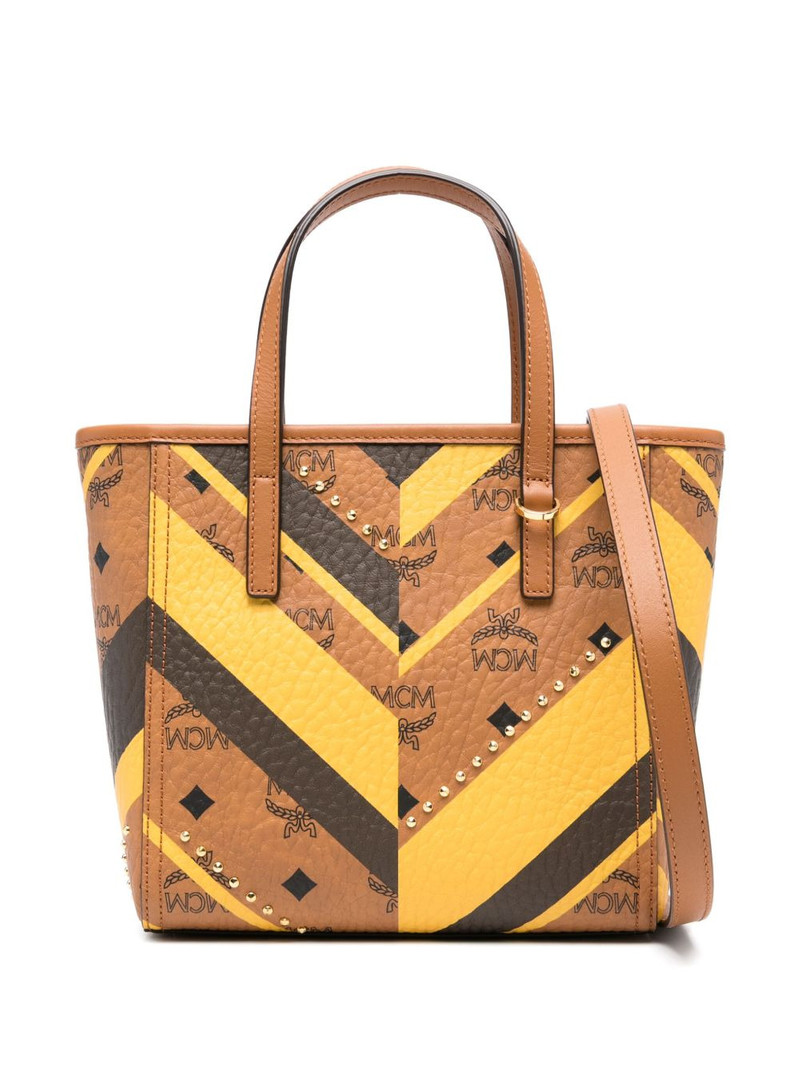 chevron-pattern studded tote bag 1