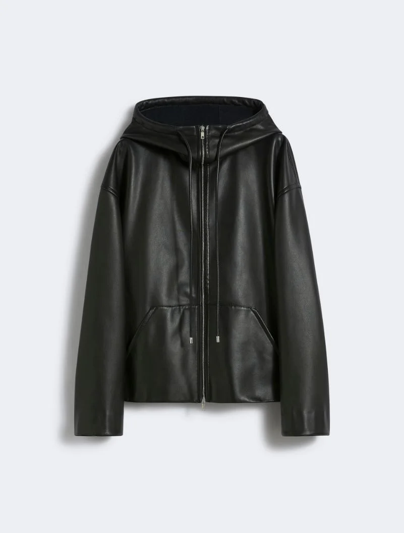 Leather hoodie - RUNWAY - BLACK - 1