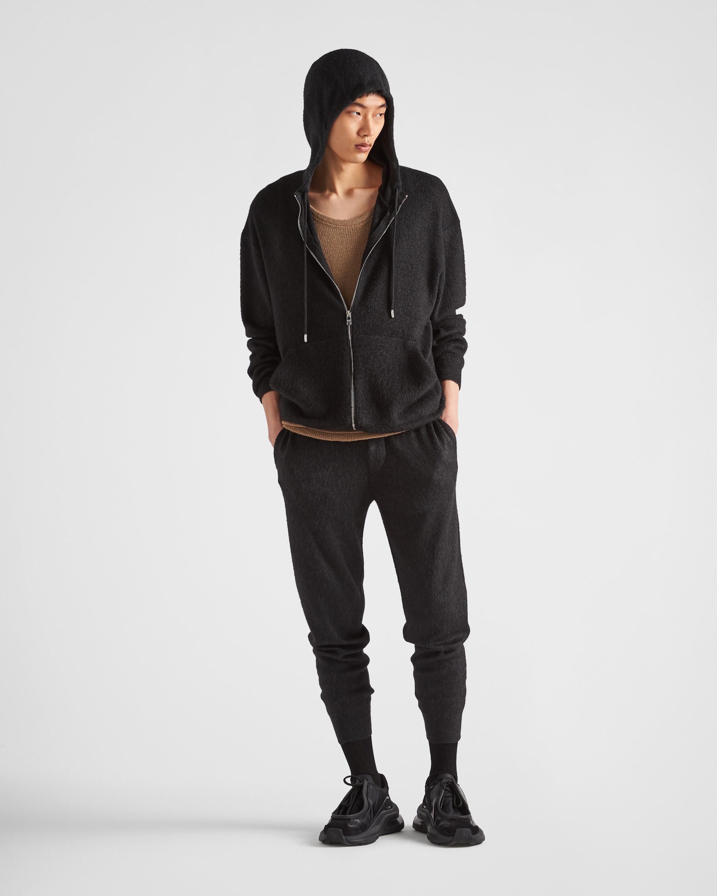 Cashmere knit zipper hoodie - 2