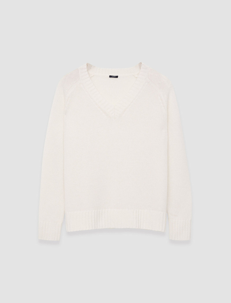 Open Cashmere V Neck Jumper 1