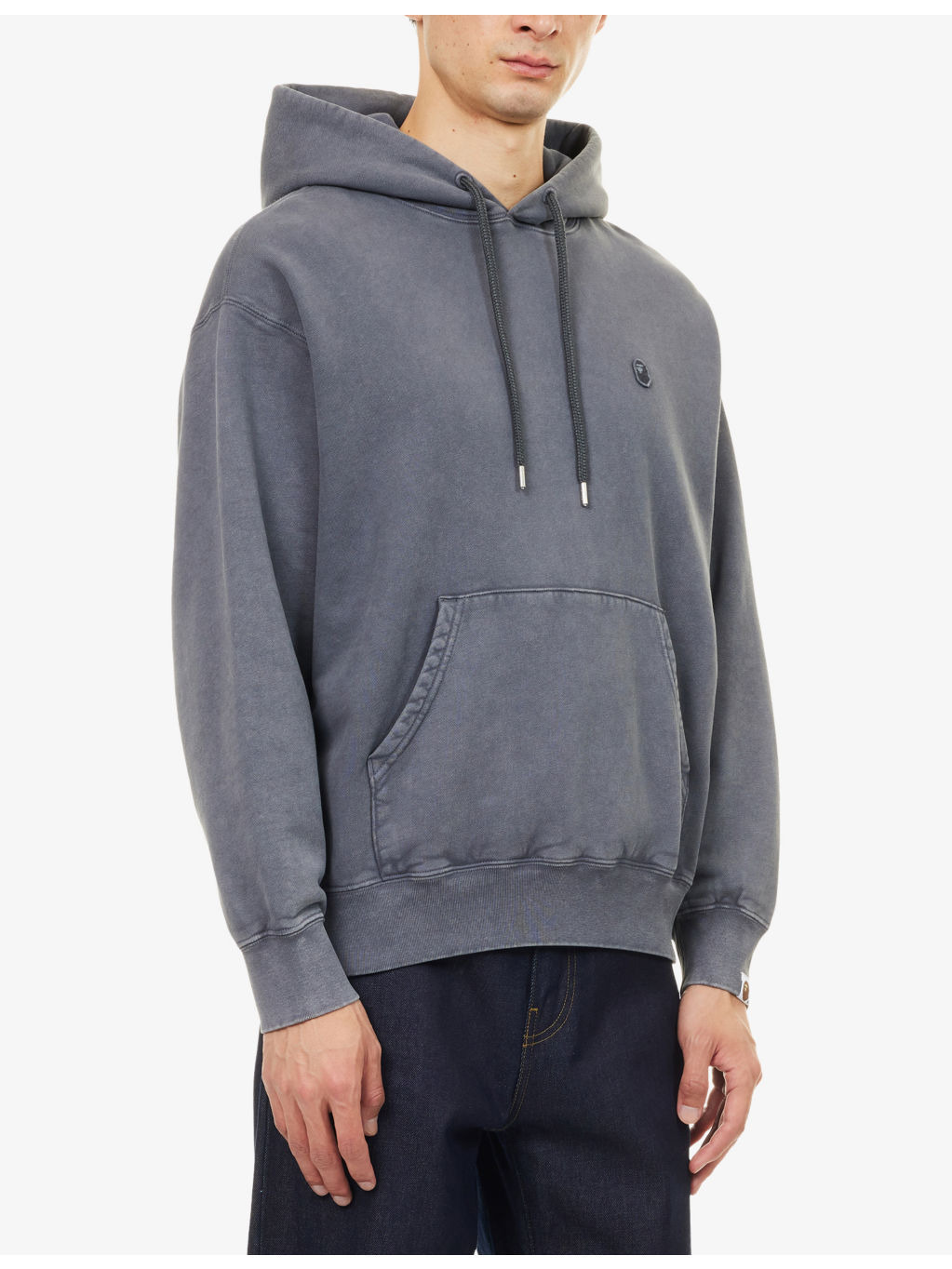 One Point Logo-Patch Cotton Hoody - 3