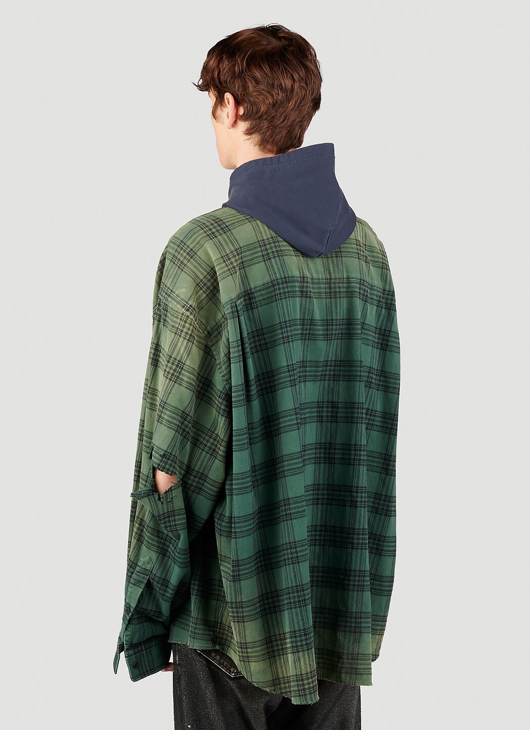 トップス BALENCIAGA 22AW Flannel Hooded Shirt Balenciaga Hooded Flannel Check Shirt | Garmentory