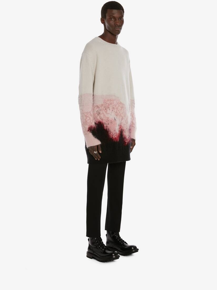 Flower Intarsia Oversized Jumper in Ivory - 3
