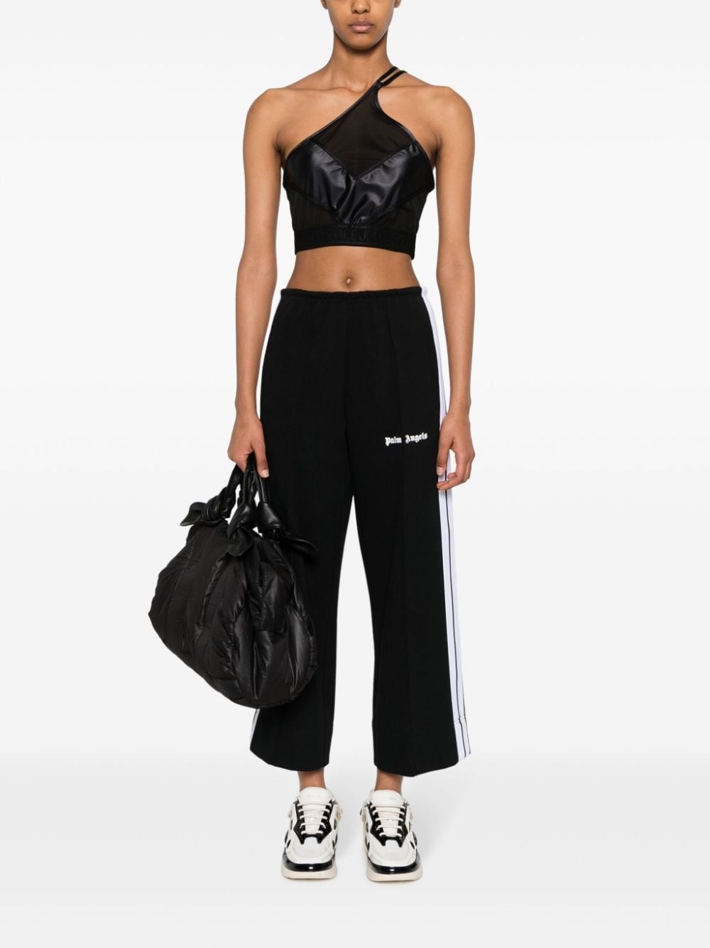 tulle-panelled crop top - 2