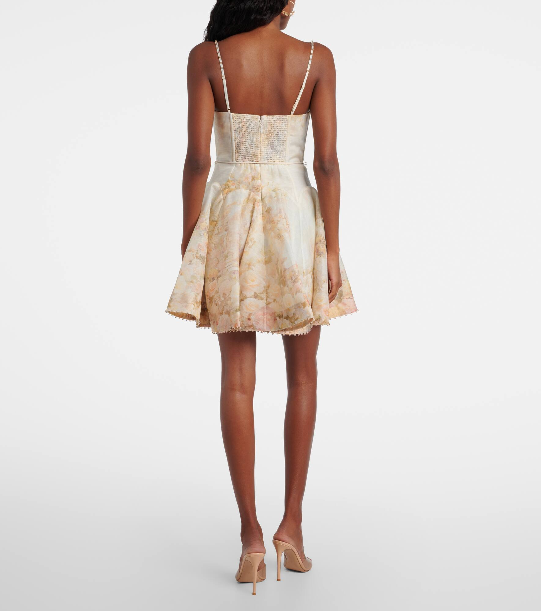 Memento floral linen and silk minidress - 3