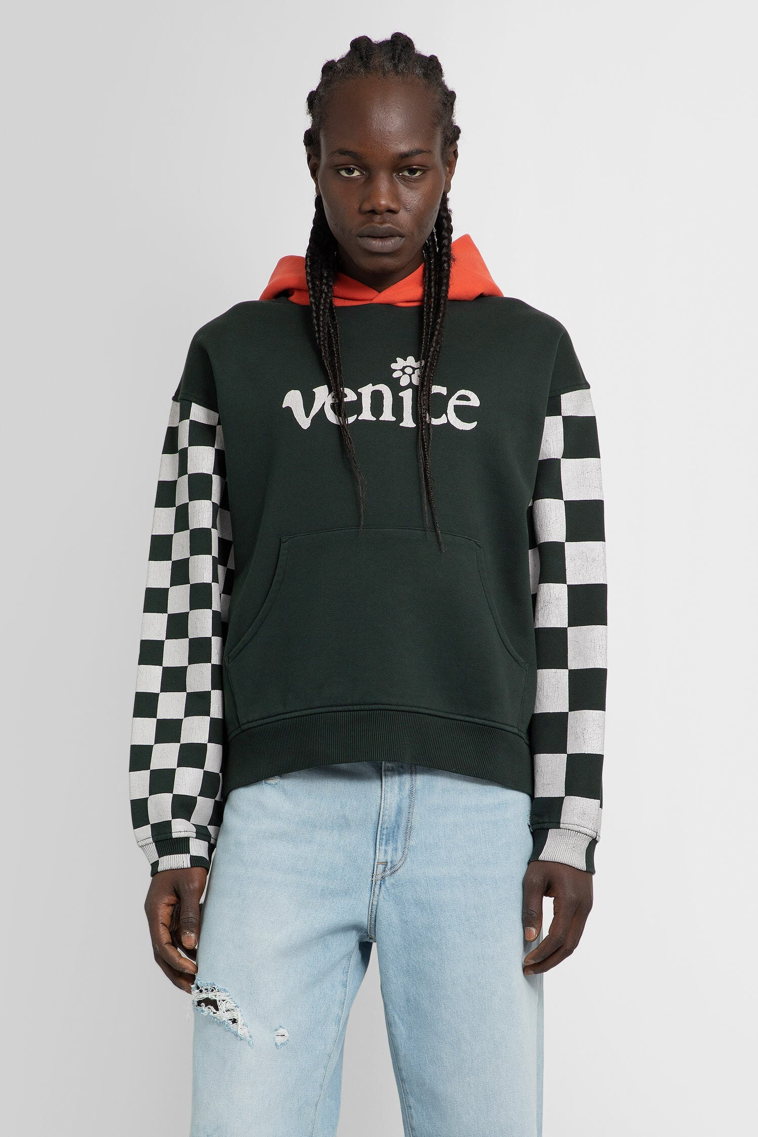 ERL Venice Checker Sleeve Hoodie antonioli REVERSIBLE