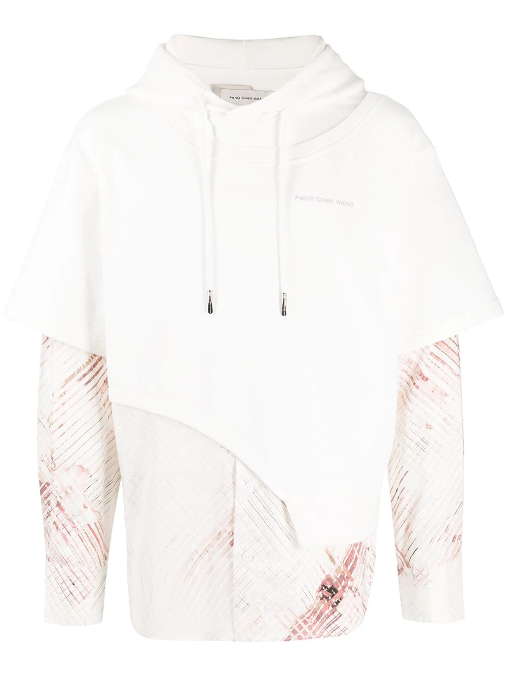 layered-effect drawstring hoodie - 1