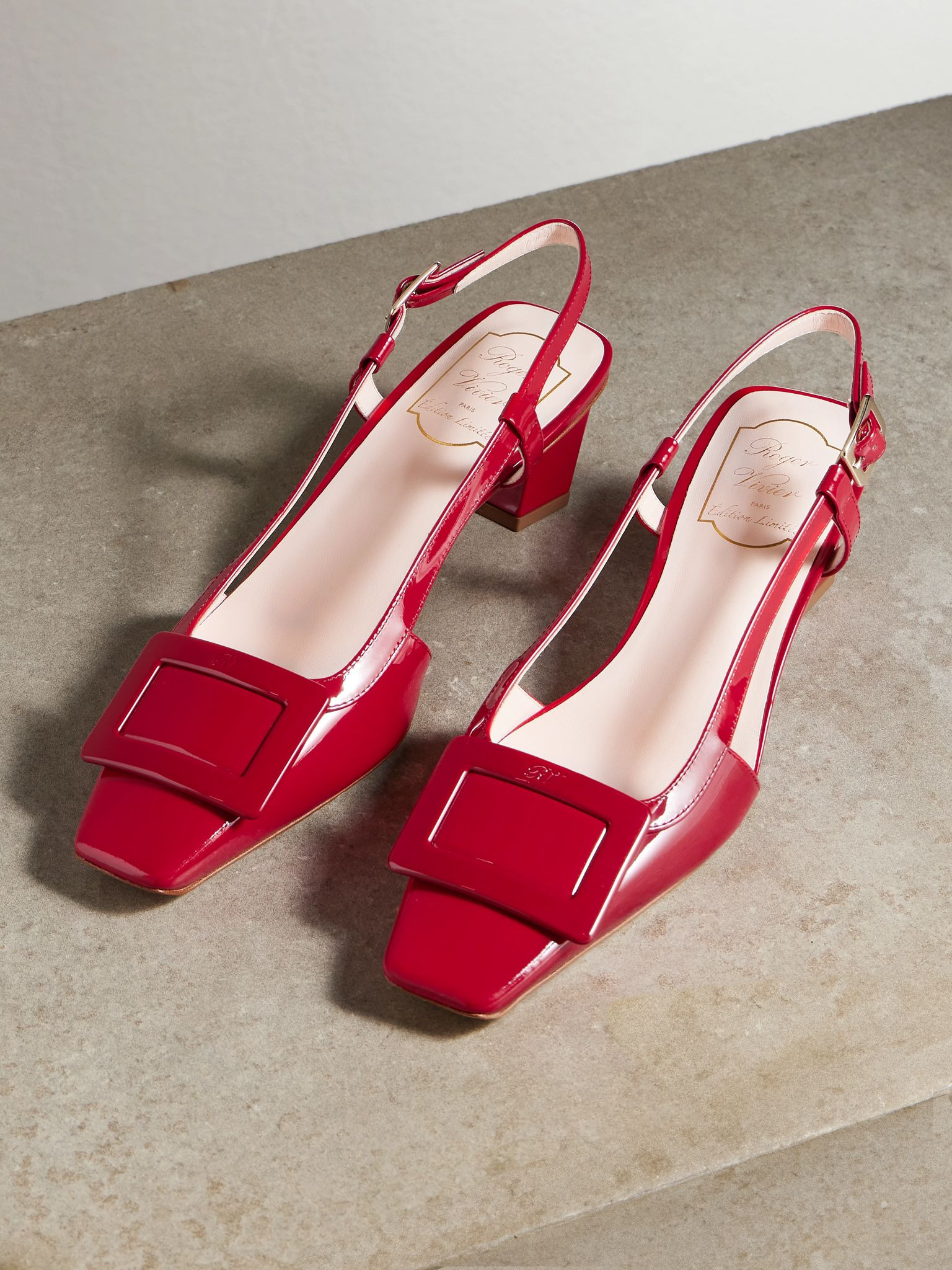 Belle Vivier 45 patent-leather slingback pumps Red - 5