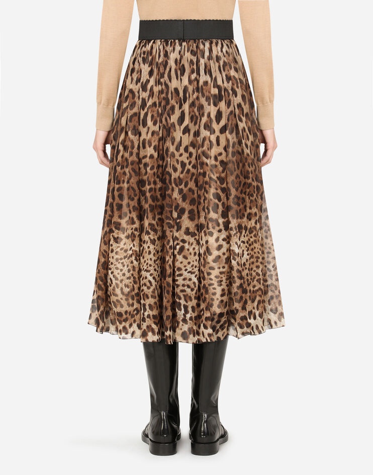 Leopard-print chiffon midi skirt - 2