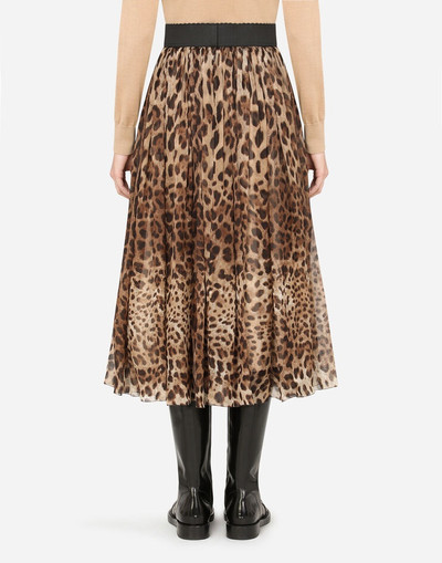 Dolce & Gabbana Leopard-print chiffon midi skirt outlook