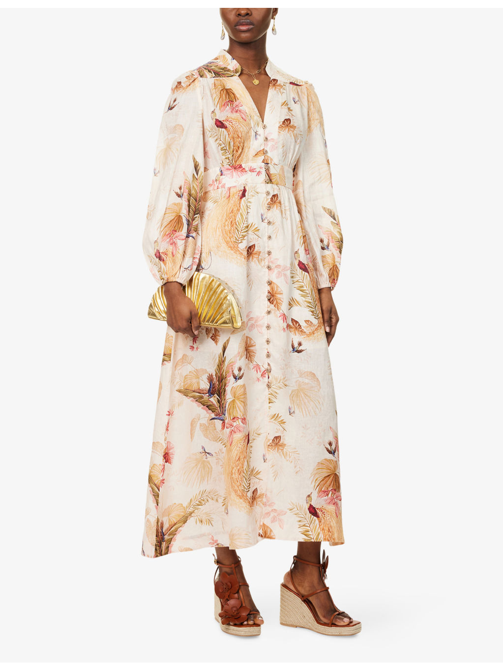 Ascension Plunge Linen Midi Dress - 2
