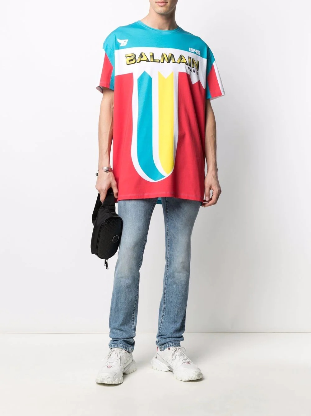 logo-print colour-block T-shirt - 2