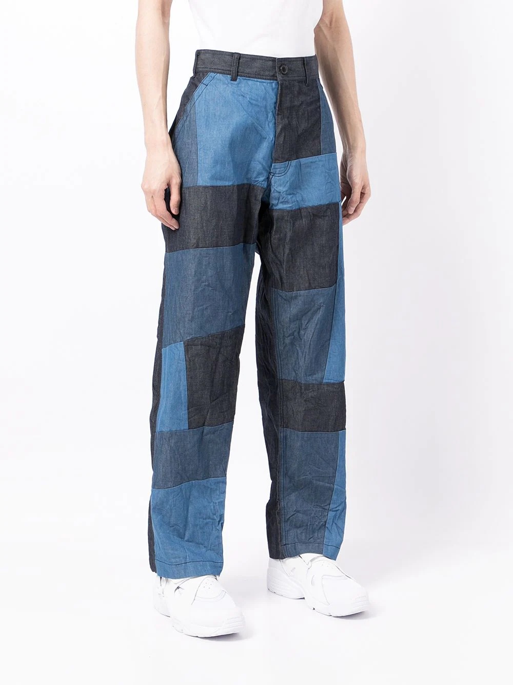 patchwork wide-leg trousers - 3