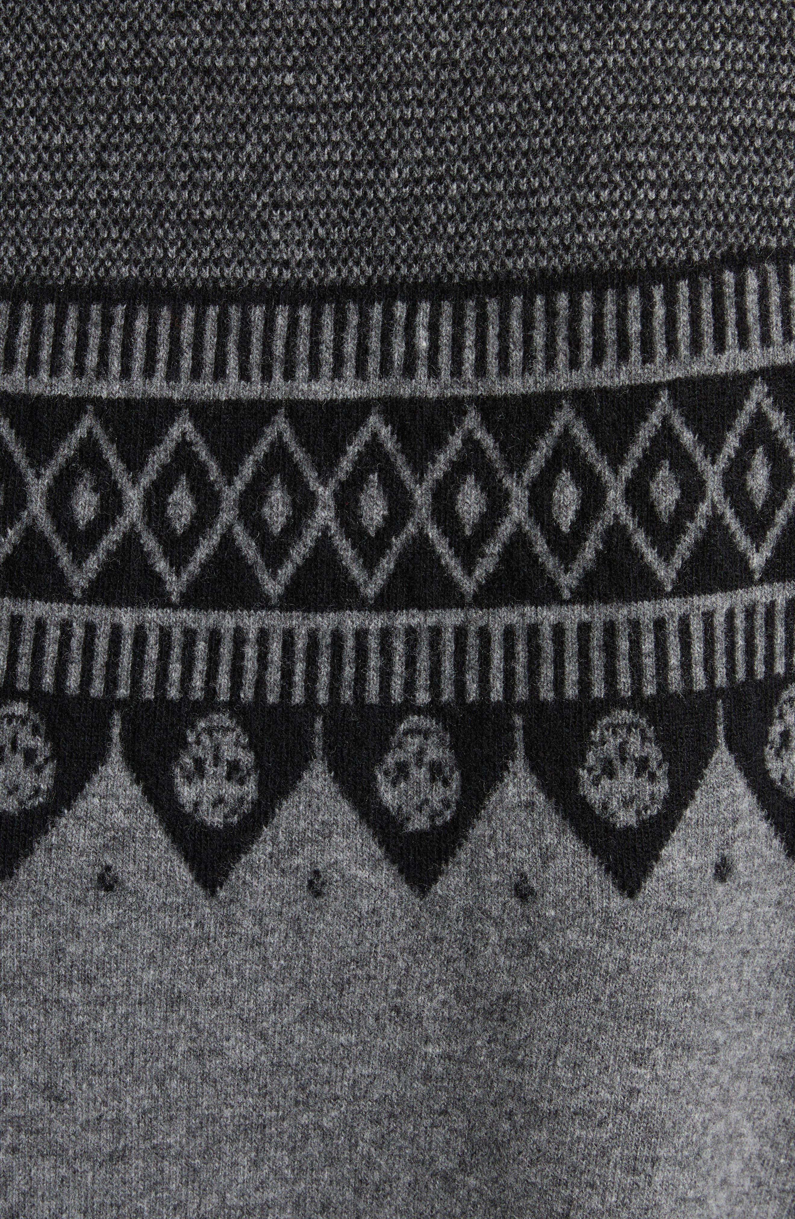 McQueen Skull Fair Isle Wool Crewneck Sweater in Greymel/Black at Nordstrom - 6