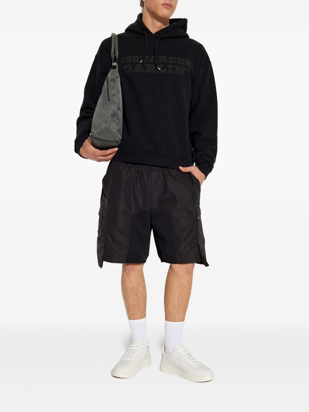 logo-print cotton hoodie - 2