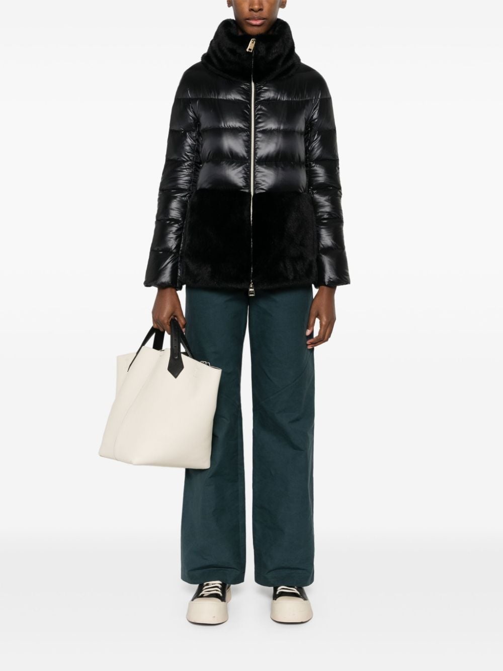 faux-fur quilted down jacket - 2