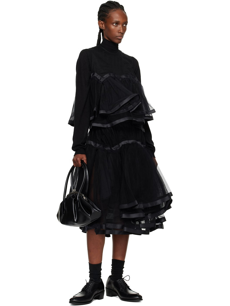 Noir Kei Ninomiya Black Volume Tulle Pleats Midi Skirt outlook