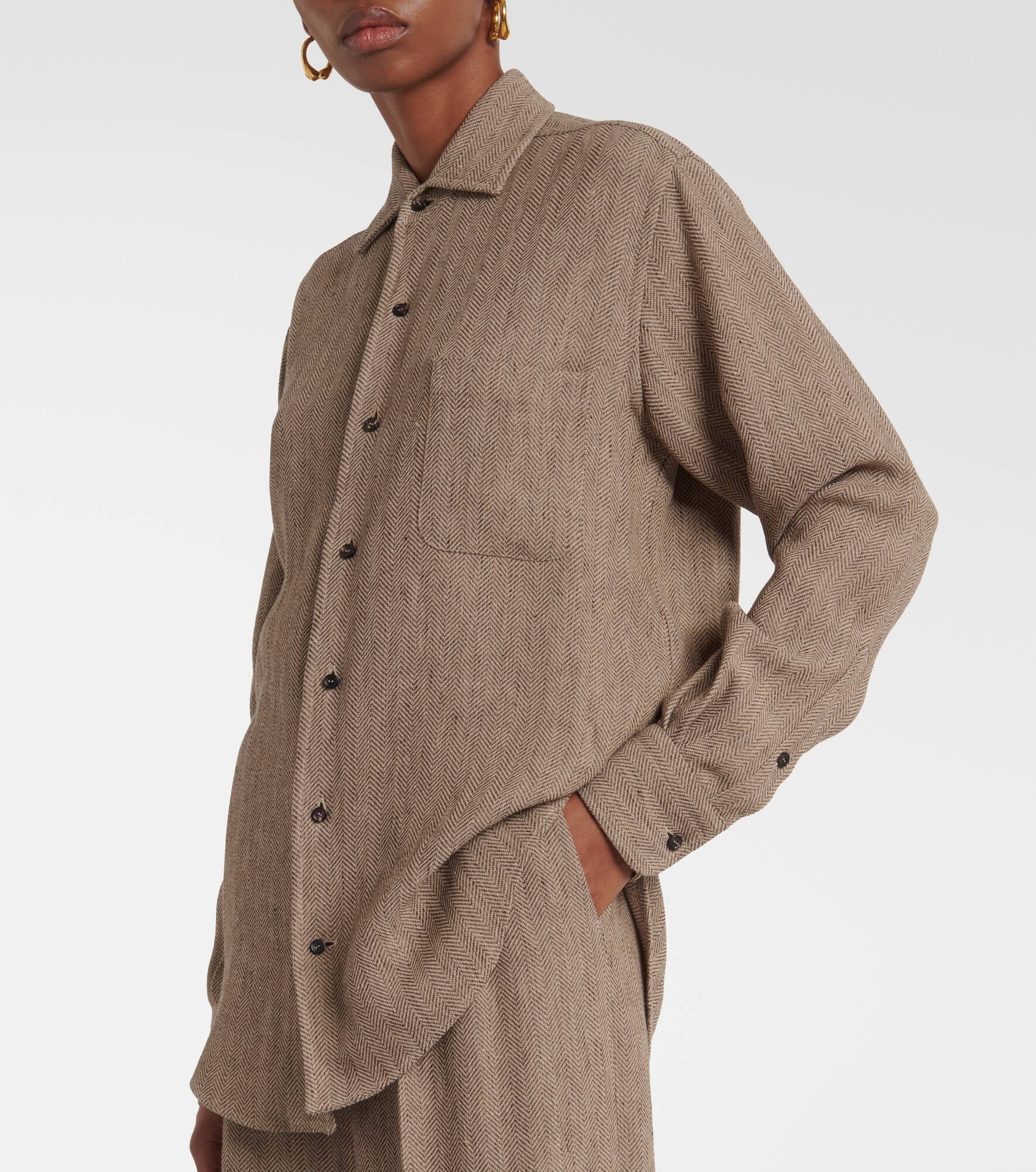 André chevron linen crêpe shirt - 5
