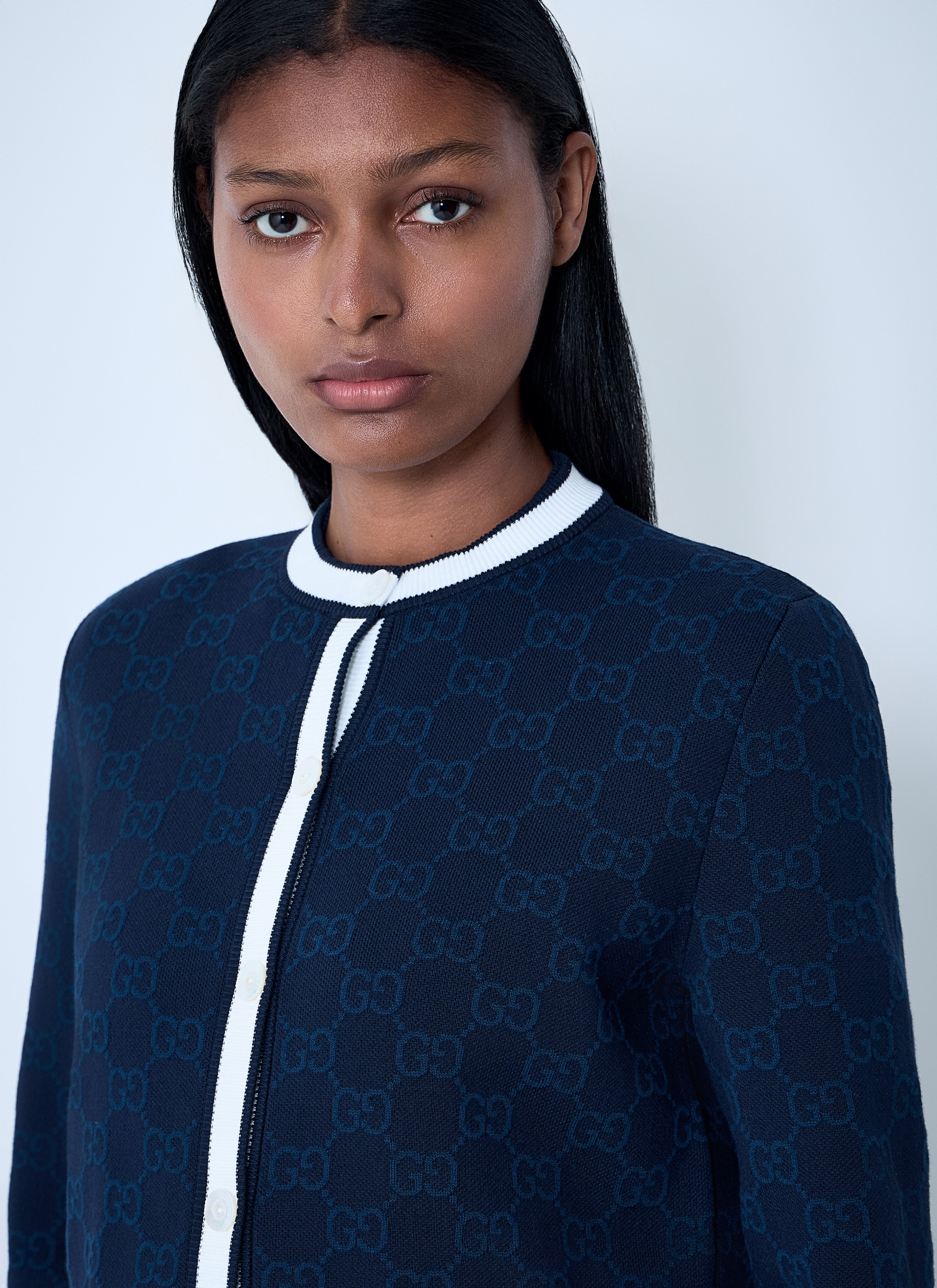 Gucci Women Gg Fine Cotton Cardigan - 5