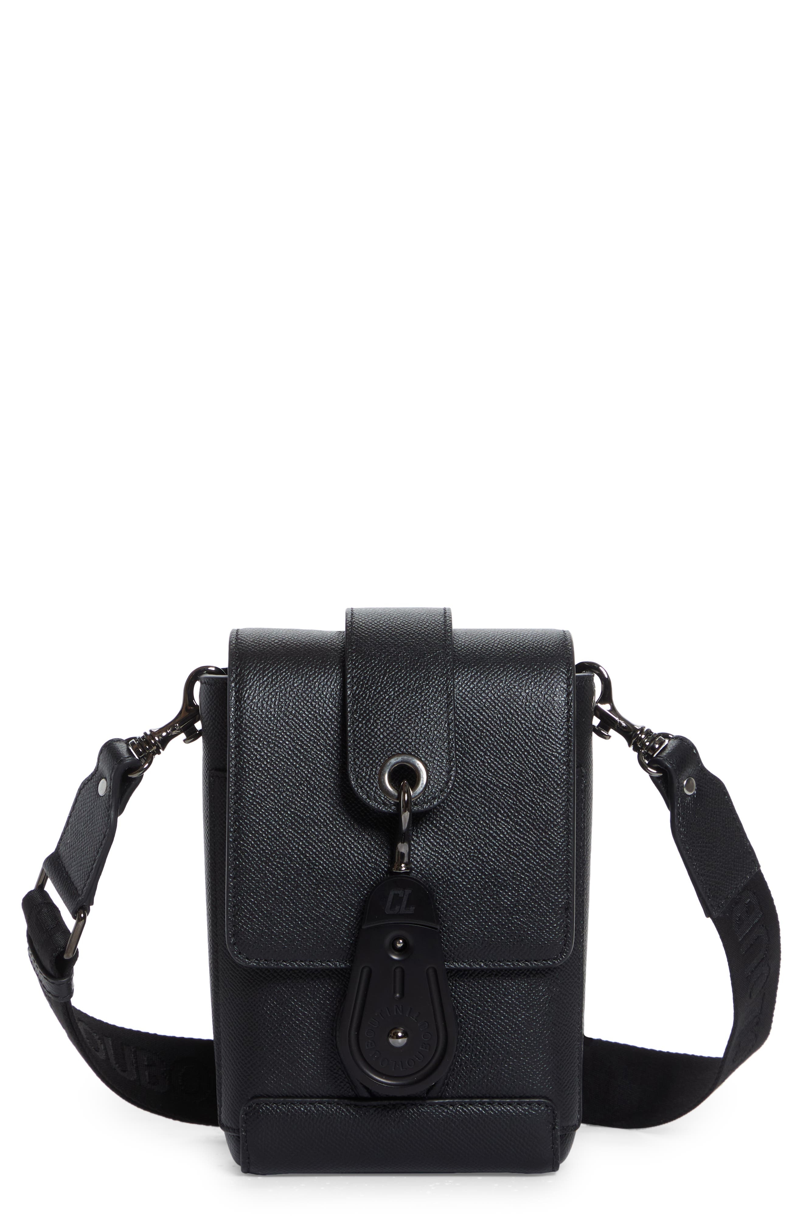 Christian Louboutin Groovy North/South Calfskin Crossbody Bag in Black/Black/Black at Nordstrom - 1