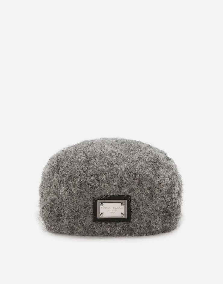 Mohair wool flat cap with logo tag - 2