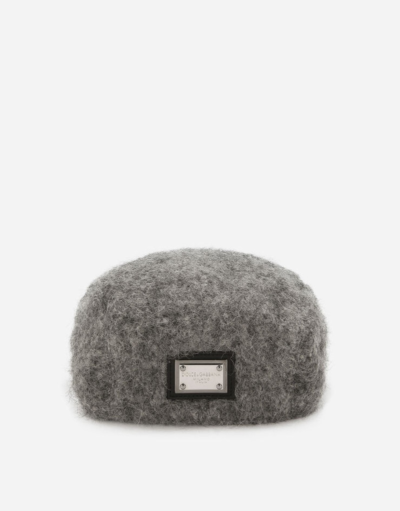 Dolce & Gabbana Mohair wool flat cap with logo tag outlook