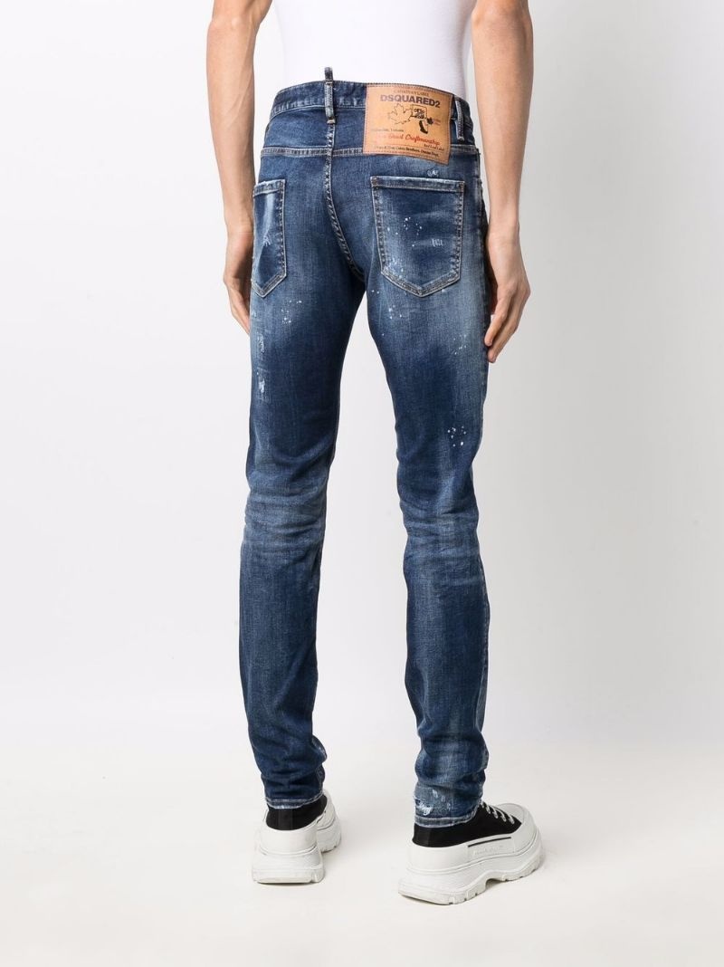 stonewashed slim distressed jeans - 4