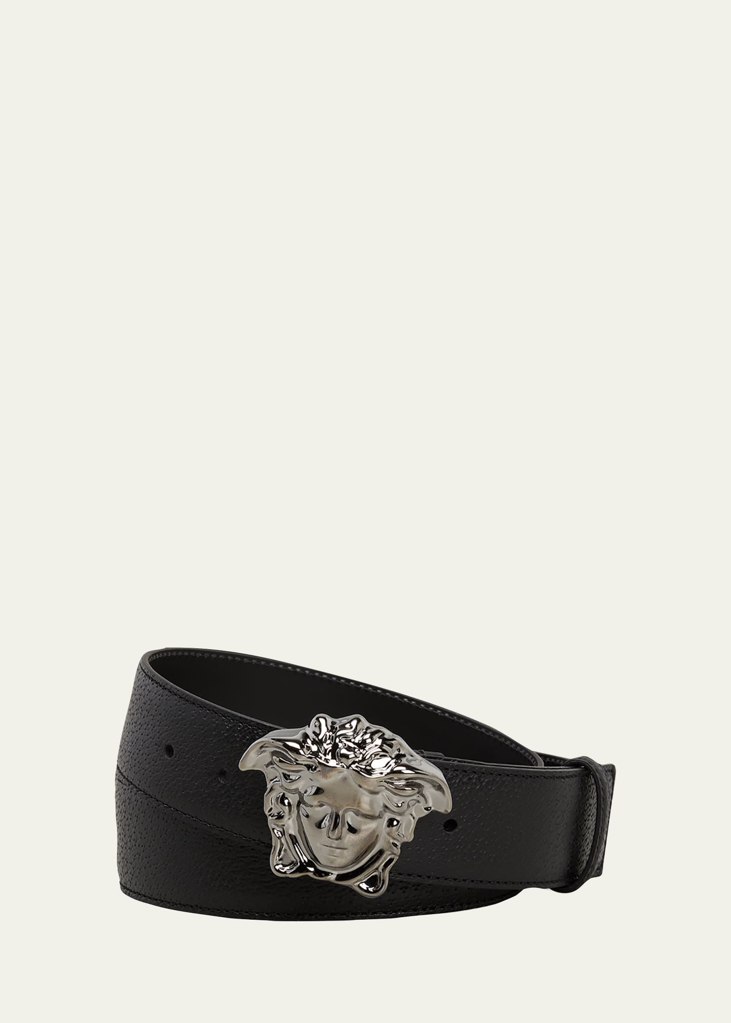 VERSACE Men's Leather Medusa-Buckle Belt | bergdorfgoodman | REVERSIBLE