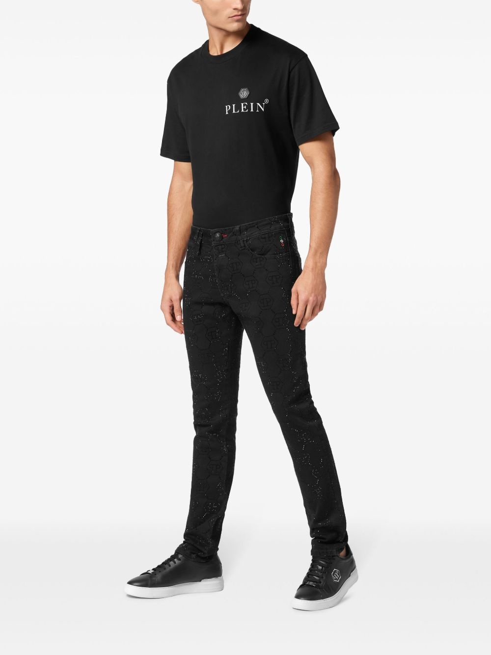 rhinestone-embellished jeans - 2